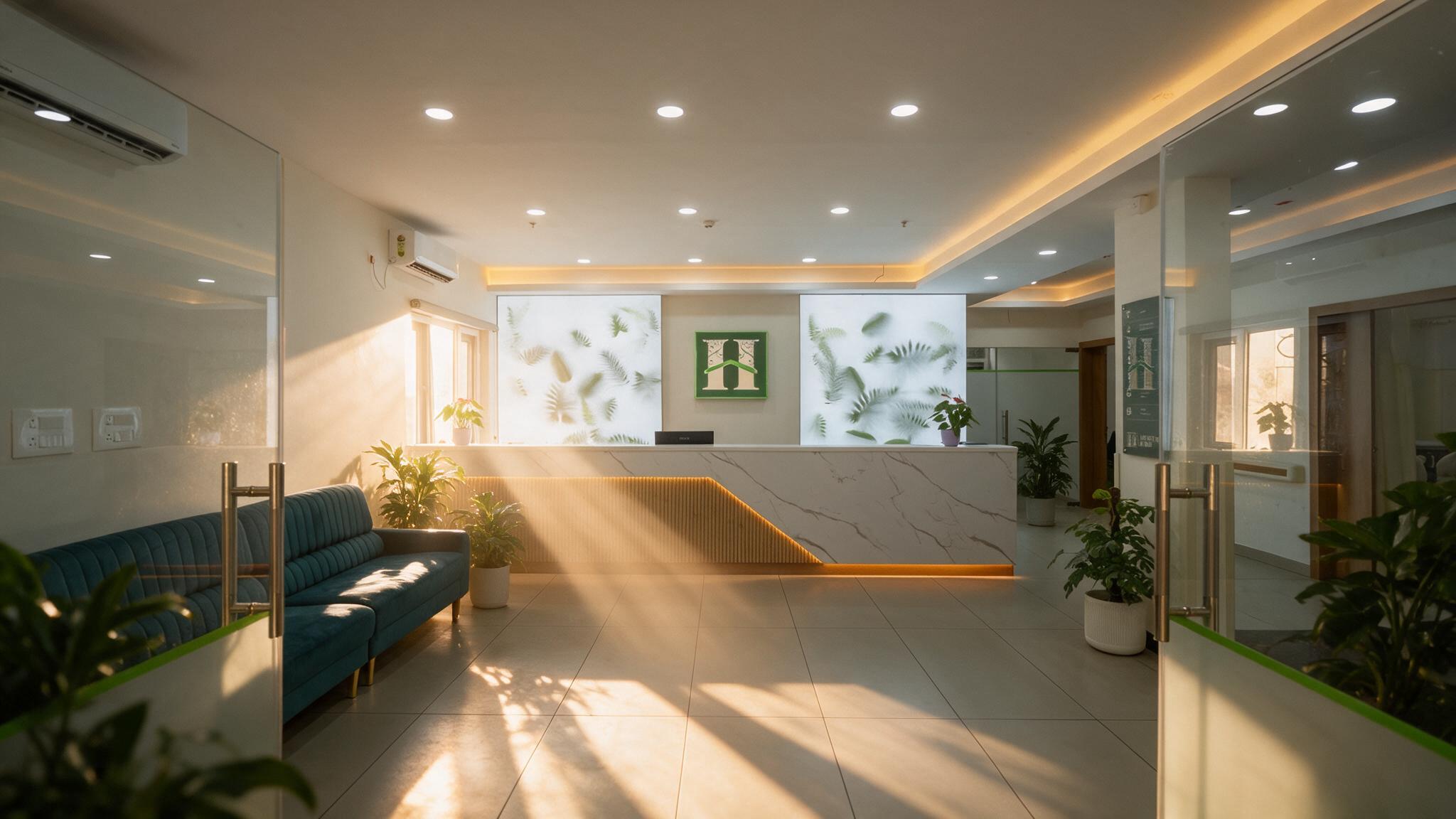 A calm, light-filled lounge at the Heritage Care recovery and care centre in south Bengaluru